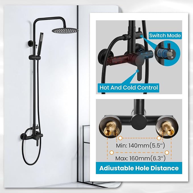 gotonovo Outdoor Shower Fixtures SUS304 Stainless Steel Rain Shower Kit Faucet - Image 4
