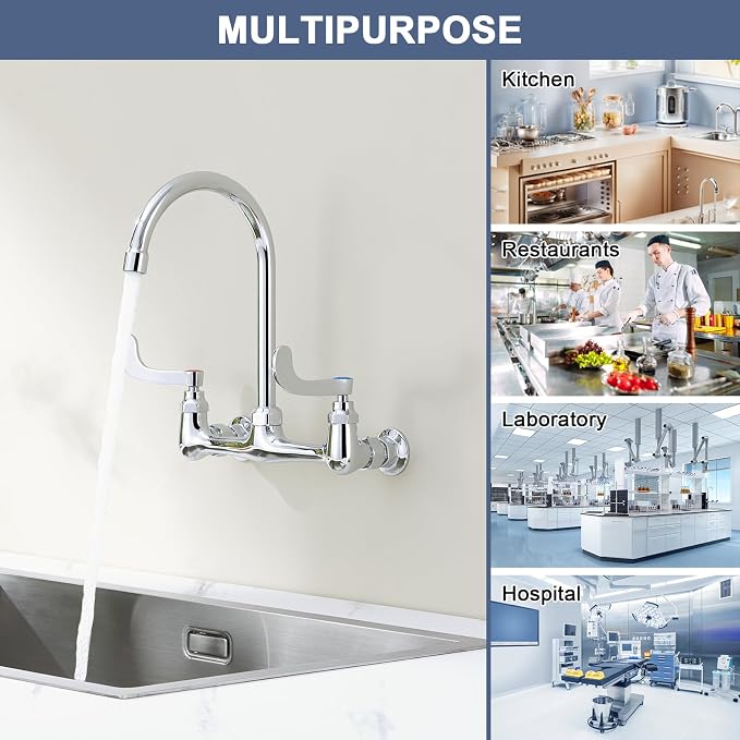Wall Mount Commercial Sink Faucet Long Handles Wall Mounted Kitchen Faucet 8 - Image 6