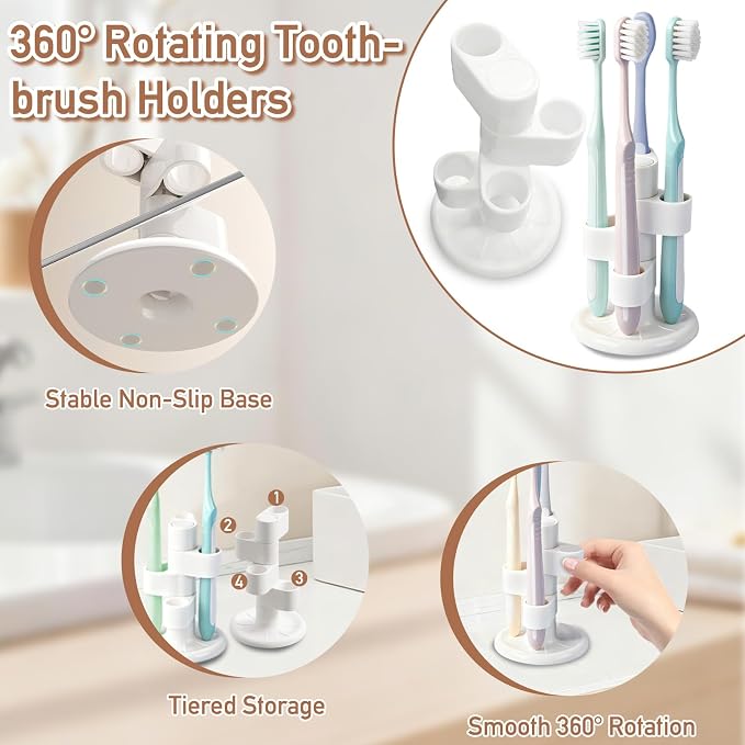 2 Pack 360° Rotating Toothbrush Holder - Image 4