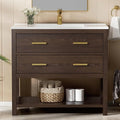 36 Inch Bathroom Vanity with Sink, Cabinet Sink Farmhouse Style with Drawers & by DELUXELIVING