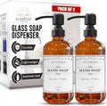2 Pack Amber Glass Soap Dispenser 16 OZ by SunrisePremium