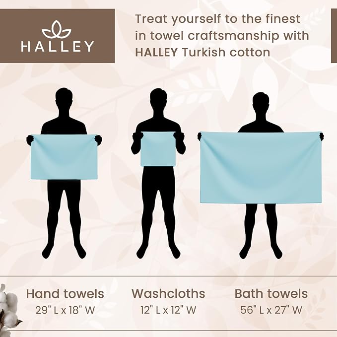 HALLEY Turkish Cotton Towels 2 Bath Towels 2 Hand Towels 4 Washcloths, Super - Image 7