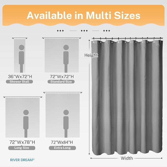 River Dream Grey Shower Curtain - Image 7
