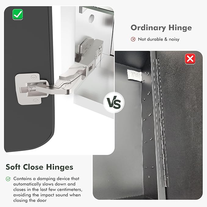 WallBeyond Bathroom 22x28 Inch Black Recessed Medicine Cabinet - Image 4