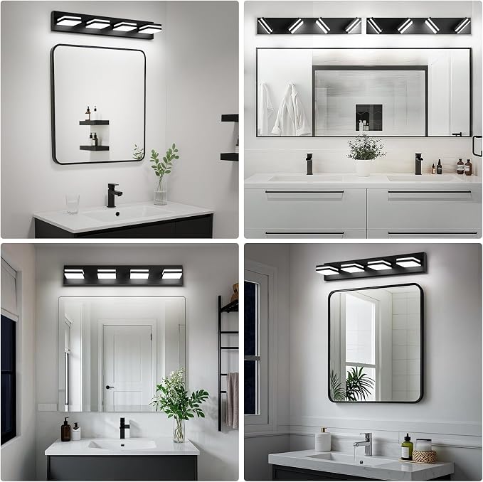 Modern LED Bathroom Lights Fixtures, Metal Black Acrylic Wall Lighting - Image 7