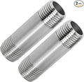 304 Stainless Steel Nipple Pipe Fitting 3/4" NPT X 3/4" NPT Male Thread Cast by Fitvell