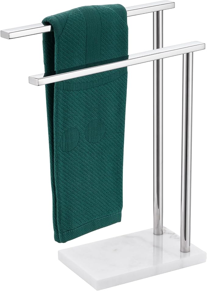Hand Towel Holder Chrome for Bathrooms Vanity Countertop 2-Tier Towel Rack Free by AONEON