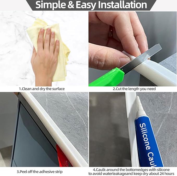 39 Inch Collapsible Shower Threshold Water Dam Barrier, Self Adhesive Silicone - Image 6