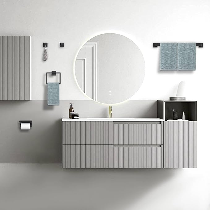Matte Black Bathroom Hardware Accessories Set 10-Pieces Black Towel Bar Set - Image 6