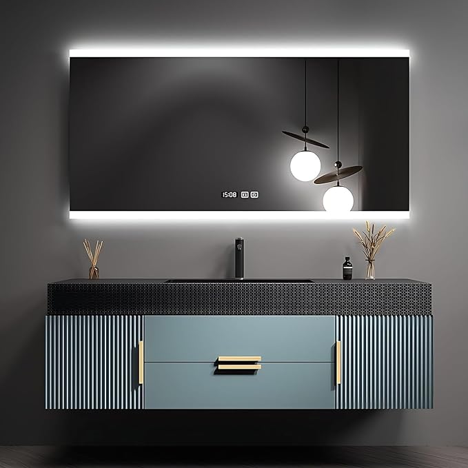 40" Bathroom Vanity with Single Sink, Floating Bathroom Vanities with LED Smart by LUTHXAY