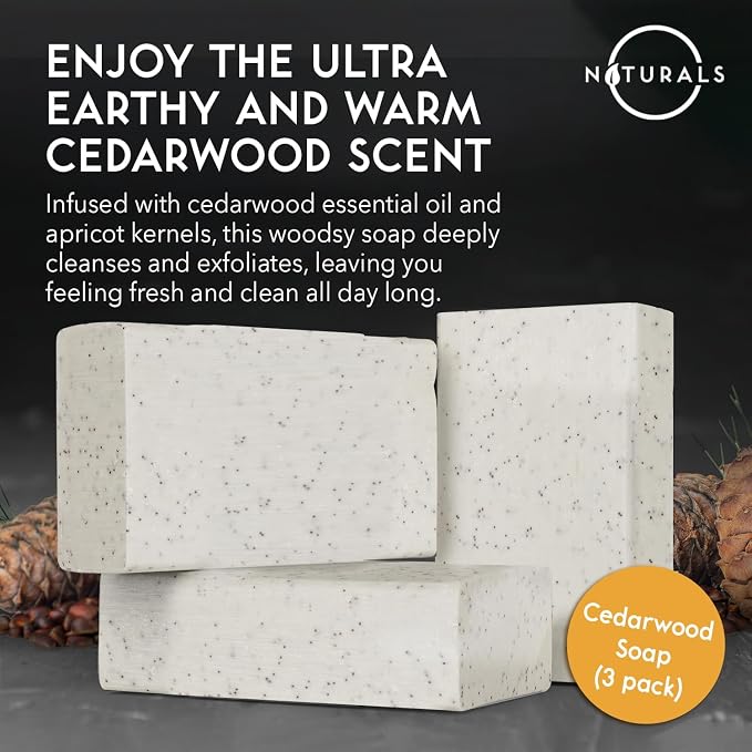 O NATURALS 7.76 oz Exfoliating Soap Bar Cedarwood - Image 2