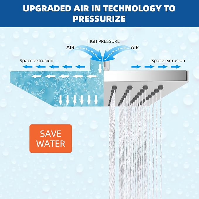Hibbent Thickness Metal Rain Shower Head, 6 Inch High Pressure Rainfall Shower - Image 6