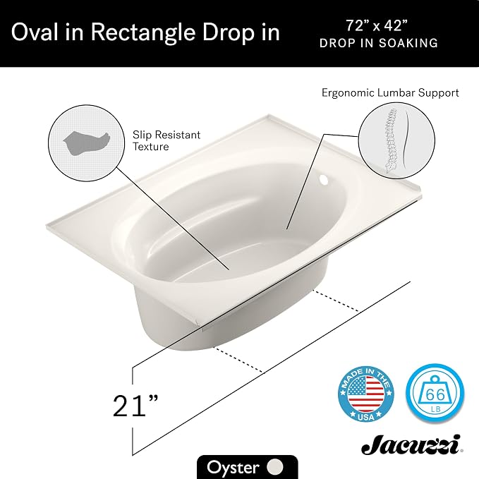 Jacuzzi SIGNATURE Acrylic Drop-In Bathtub, Soaking Sanctuary, Slip Resistant - Image 8