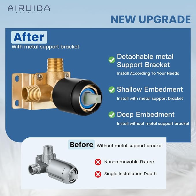 Airuida Shower Faucet Set Bathroom Rain Shower System SUS304 Stainless Steel - Image 5