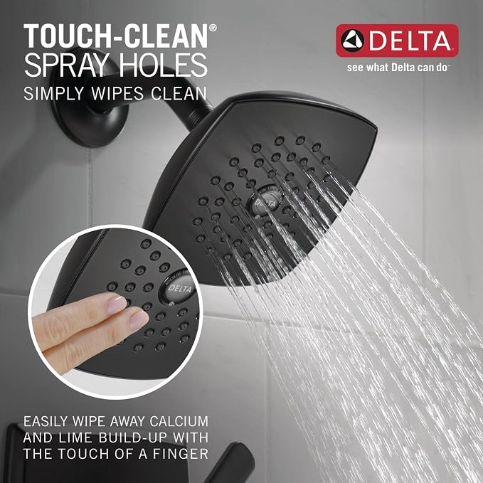 Delta Ashlyn 14 Series Shower Faucet Set, Matte Black Shower Head and Handle Set - Image 4