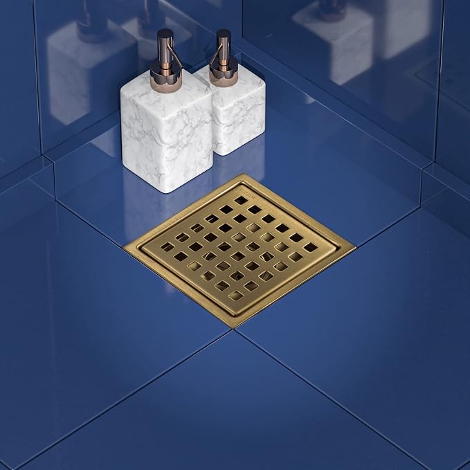 6 Inch Square Shower Floor Drain, Stainless Steel Flange - Image 7