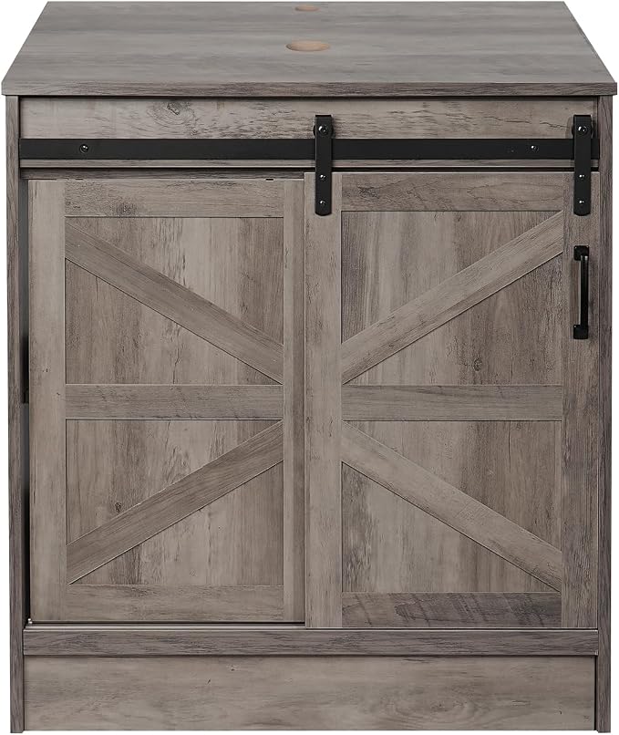 30" Barn Door Bathroom Vanity, Farmhouse Style Standing Pedestal Cabinet by Solidee