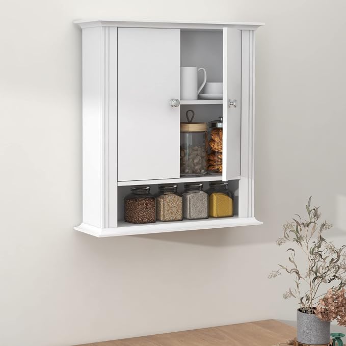 White Wall Cabinet, Over The Toilet Storage Cabinet, Bathroom Cabinet Wall Mount - Image 7