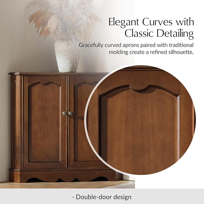 HULALA HOME Traditional Corner Triangle Cabinet, Narrow Storage Organizer - Image 3