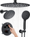 KOJOX Matte Black Thermostatic Shower System, Push Button Diverter Shower by KOJOXSANITARY