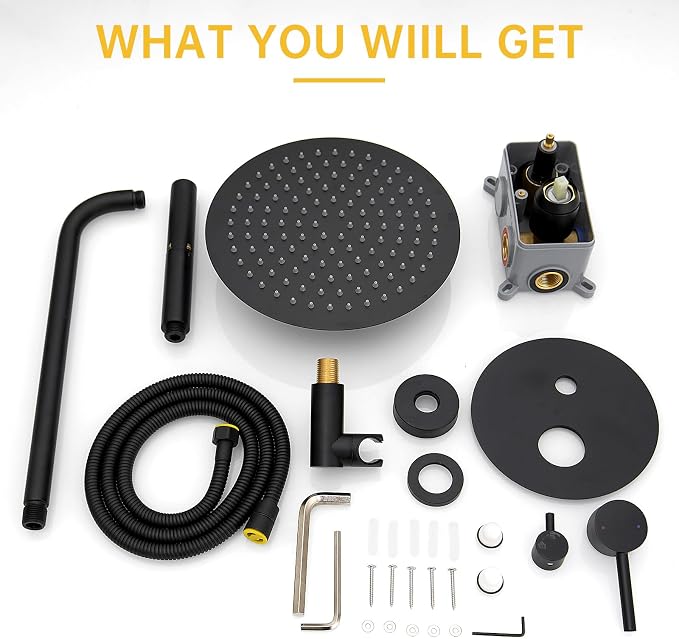 BESy Shower System with 10 Inch Round Rain Shower Head and Handheld Wall Mounted - Image 9