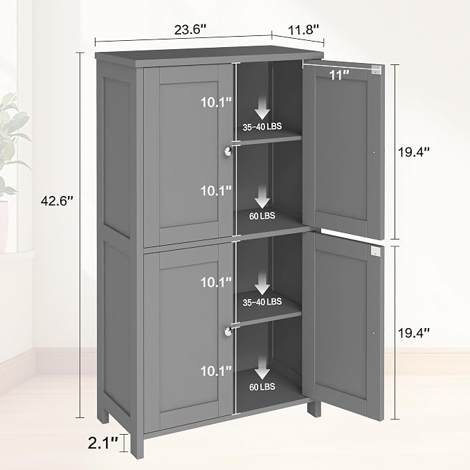 Nuturelly Bathroom Floor Storage Cabinet, Bathroom Organizers and Storage - Image 2