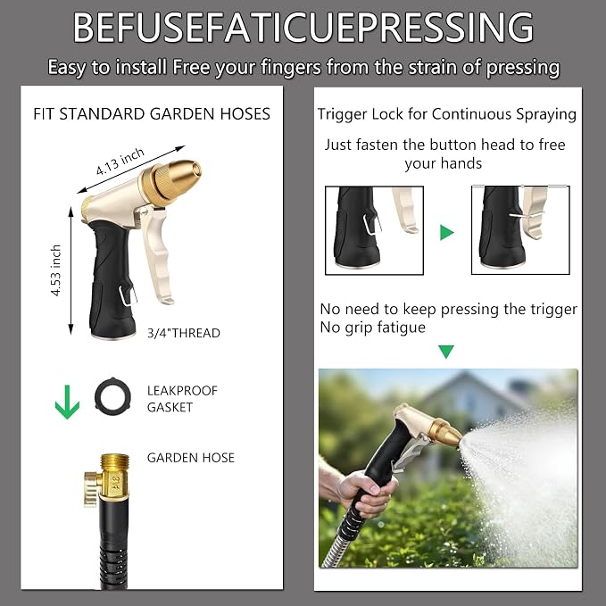 Heavy Duty High Pressure Garden Hose Nozzle, adjustable spraying mode Metal - Image 7