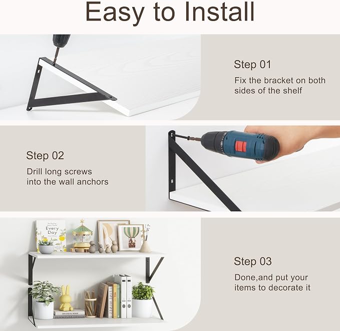 10 Inch Deep Floating Shelves, Rustic Wood Wall Shelves 30"W x 10"D, Deep - Image 7
