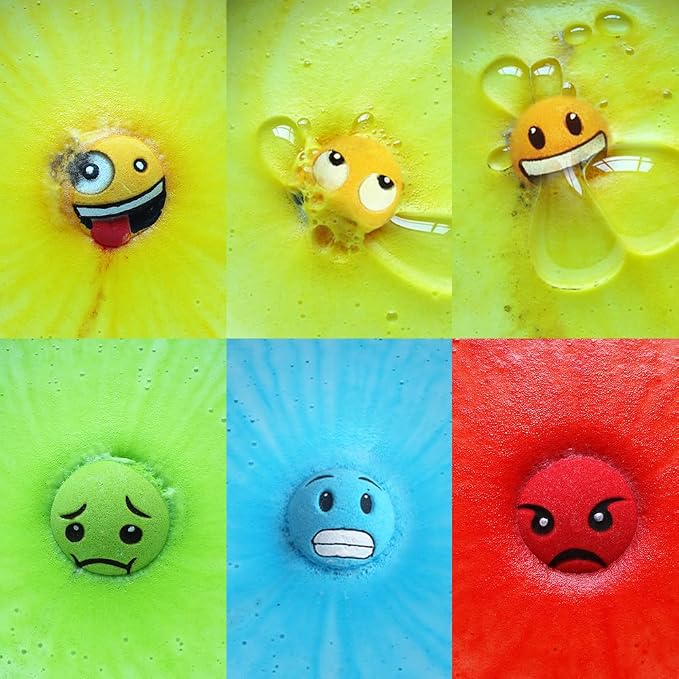 Large Emotion Face Bath Bombs Set of 6 – Fun Emoji-Inspired Spa Fizzies – - Image 5