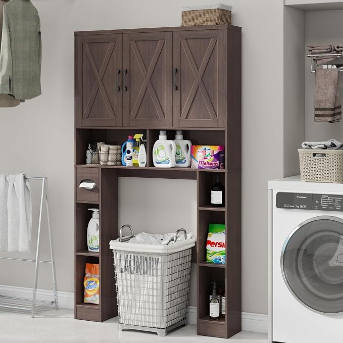 Over The Toilet Storage Cabinet, Farmhouse Toilet Cabinet Rack - Image 5