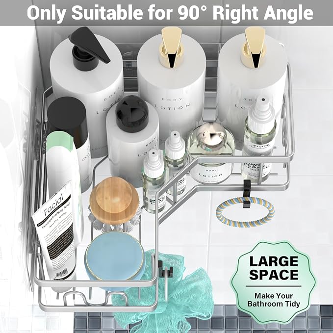 Corner Shower Caddy Bathroom Organizer: Adhesive Shower Rack Bathtub Shelves - Image 3