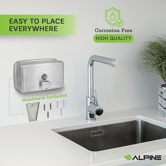 Alpine Wall Mounted Stainless Steel Liquid Soap Dispenser - Image 5