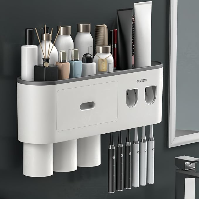 No-Drill Wall Mounted Toothbrush Holder, Bathroom Shelf, by Celsitudo