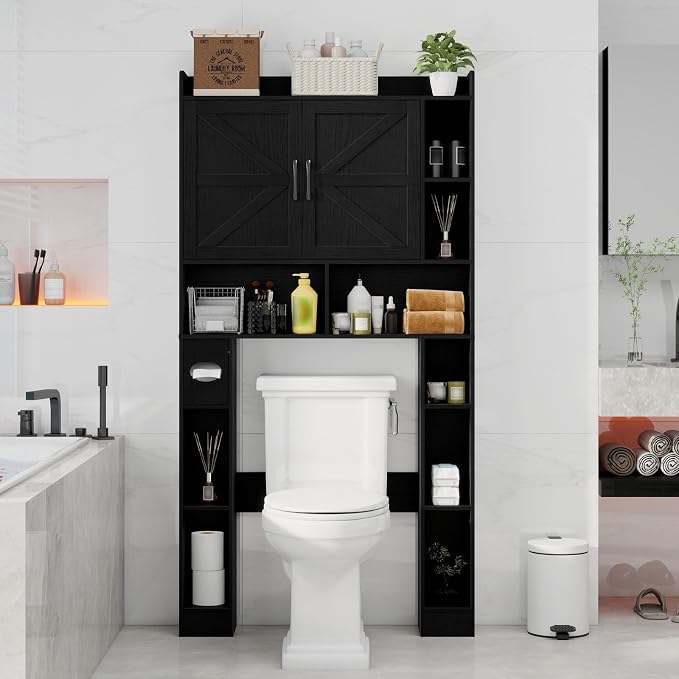 Vabches Over The Toilet Cabinet, Double Doors Bathroom Shelf Organizer - Image 7