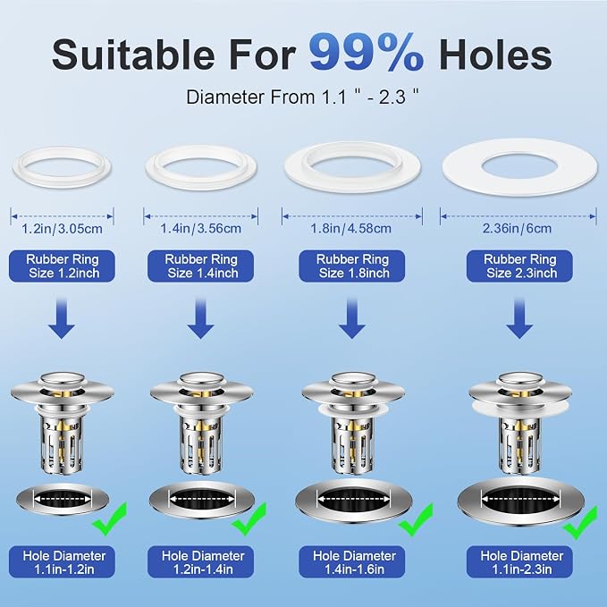 Bath Universal 2-in-1 Bathroom Sink Stopper, Pop-up - Image 7
