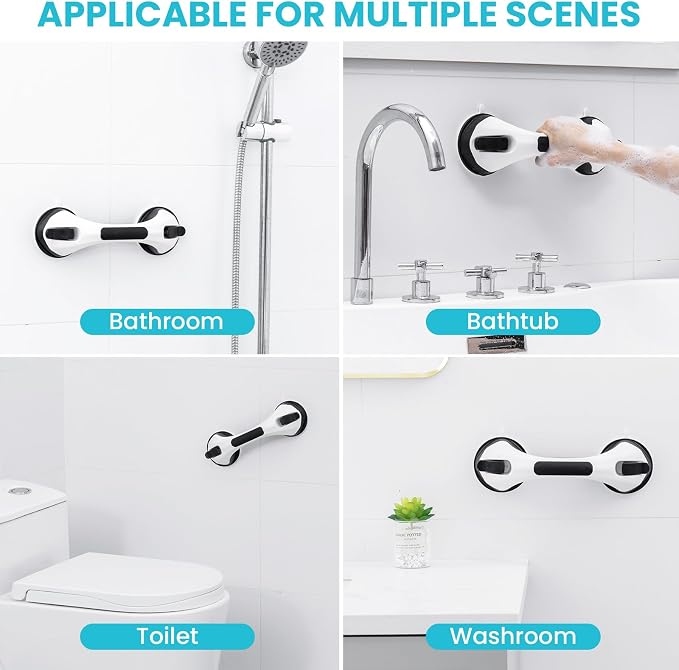 TAILI Shower Handles for Elderly Suction, 2 Pack 12 Inch Shower Grab Bars for - Image 7