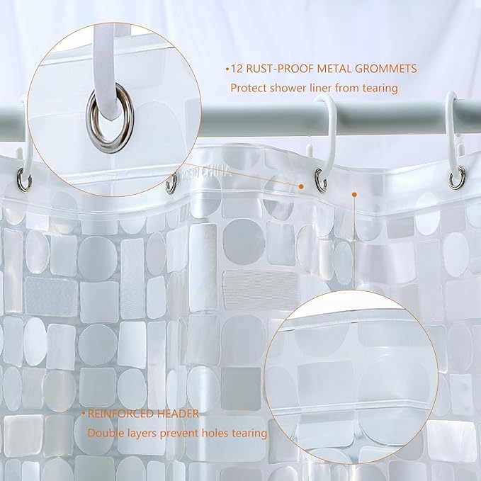 WELTRXE Extra Long Shower Curtain Liner, 72 x 78 Inch EVA 8G Waterproof Plastic - Image 2