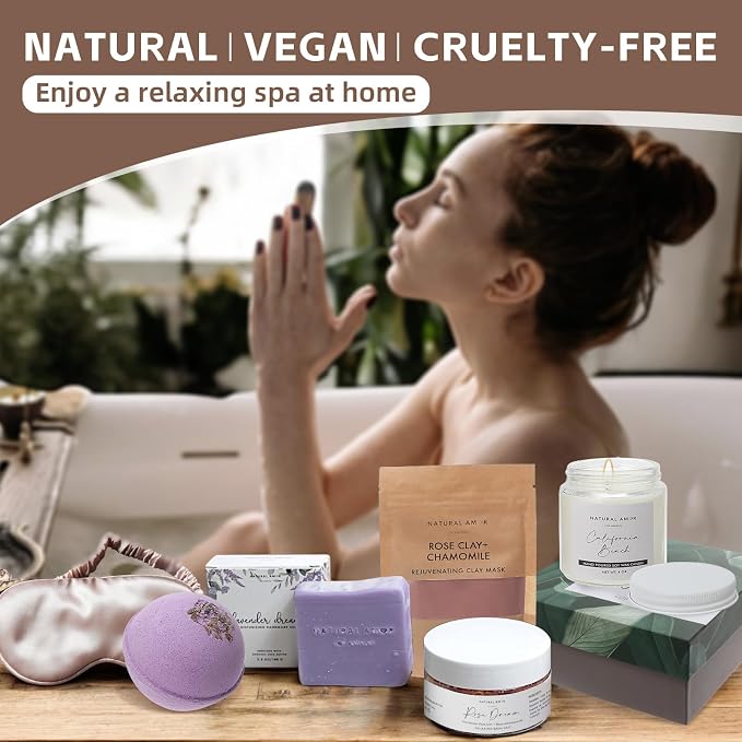 Natural Amor Spa Gift Set for Women – 6 PCS Self Care Relaxation Kit - Image 6