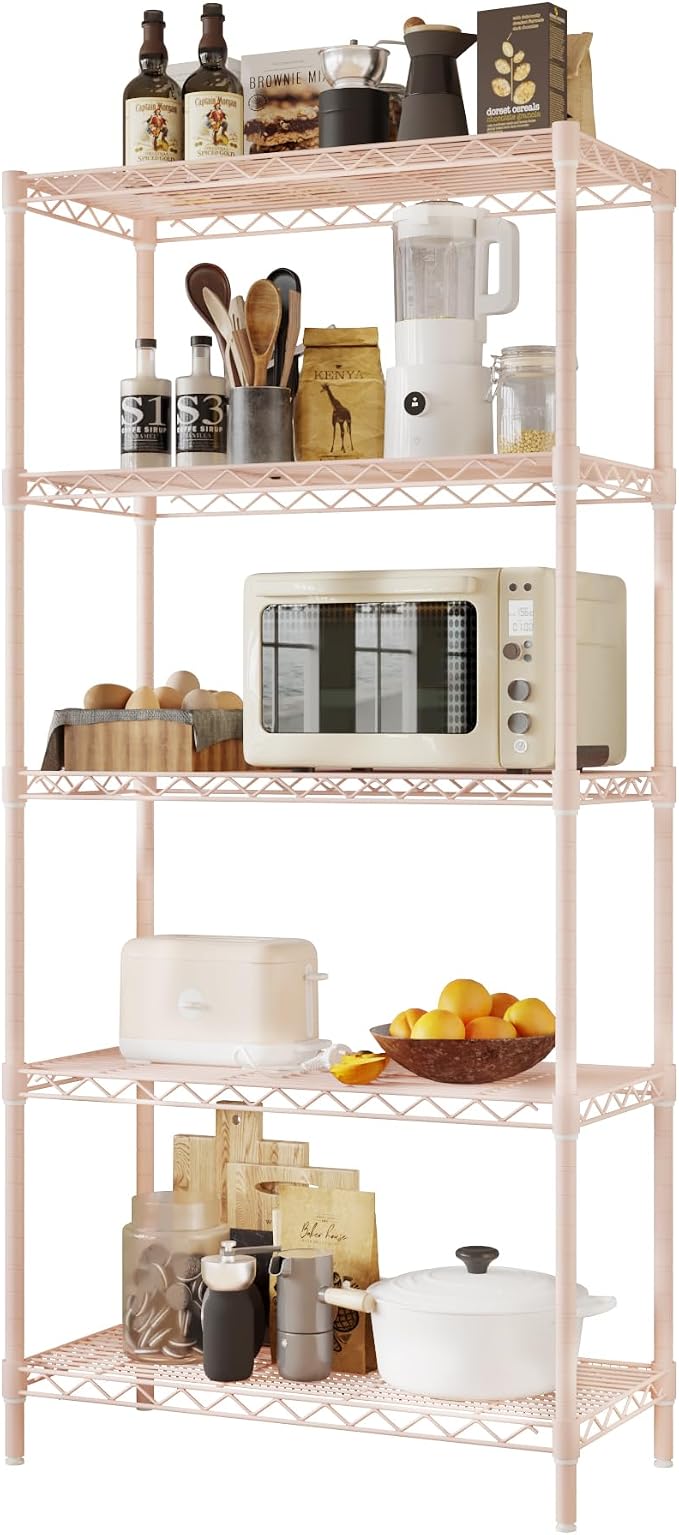 5 Tier Storage Racks Shelving, Heavy Steel Pantry Shelves, Adjustable Wire - Image 4