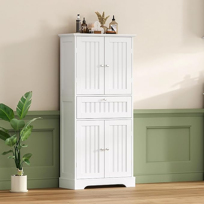 ChooChoo 51" H Tall Bathroom Floor Cabinet, Modern Bathroom Storage Cabinet - Image 2