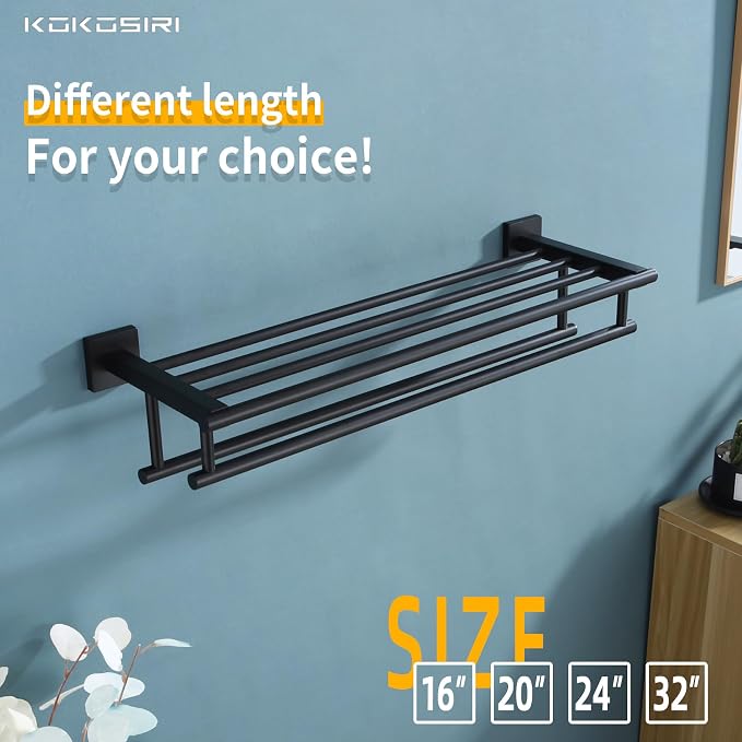 KOKOSIRI Bath Towel Rack with Double Towel Bars Bathroom Towel Shelf 20 Inch - Image 7