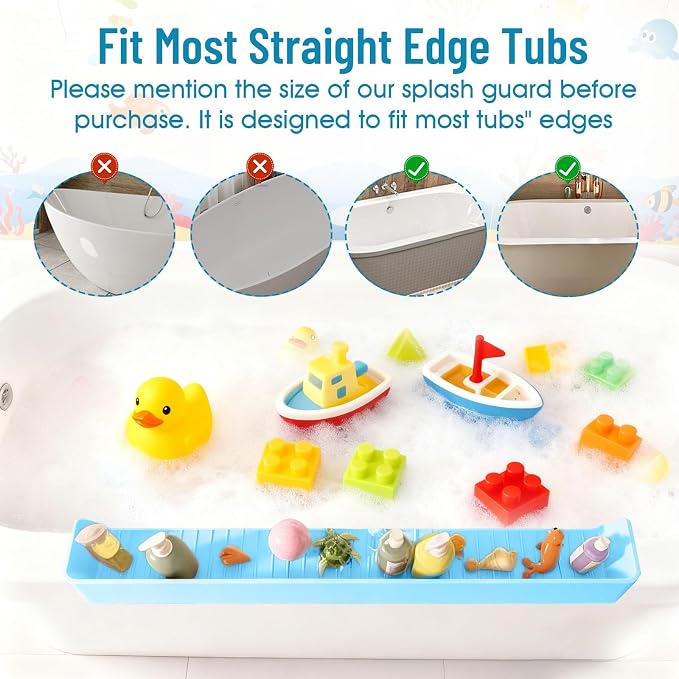 Splash Guard for Bathtub Kids, Longer Silicone Bathtub Splash Guard - Image 6