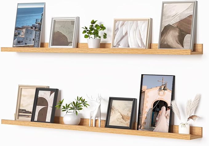 Heimlove Picture Ledge Shelf, Floating Shelves Set of 2, 48 Inches Picture Shelf by Heimlove