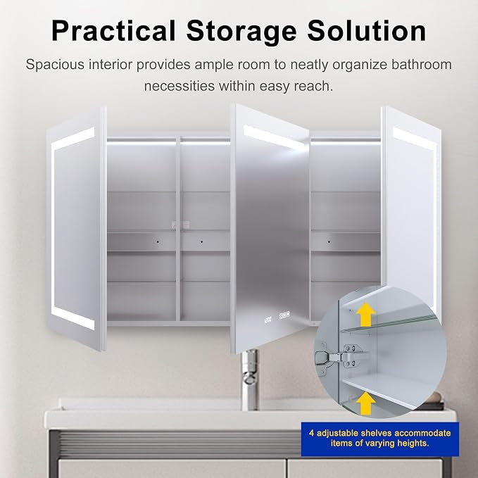 60" x 30" LED Lighted Medicine Cabinet - Image 5