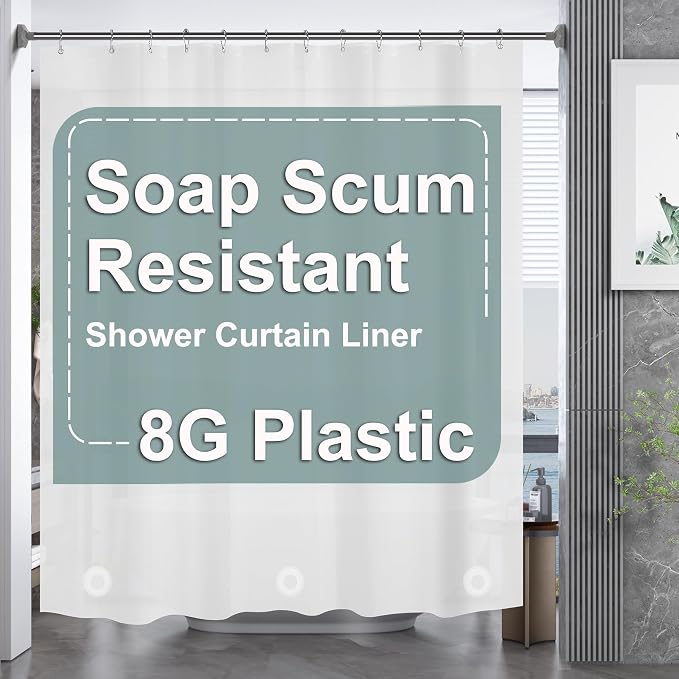 AmazerBath Frosted Shower Curtain Plastic 72x72 Inches, Heavy Duty Shower - Image 8
