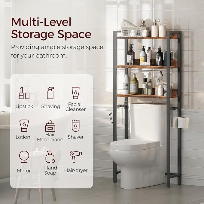 Over The Toilet Storage Rack, 3 Tier Bathroom Organizer Over Toilet, - Image 3