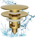 Hibbent All Metal 2 in 1 Bathroom Sink Stopper, Universal Pop Up Drain Strainer by Hibbent