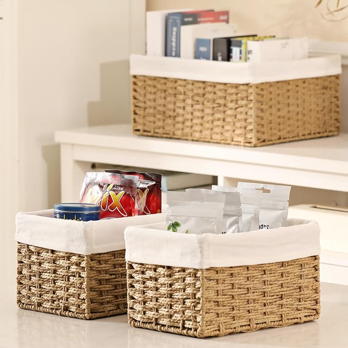 Vagusicc Wicker Storage Basket, Large Wicker Basket Cube Storage Bins - Image 4