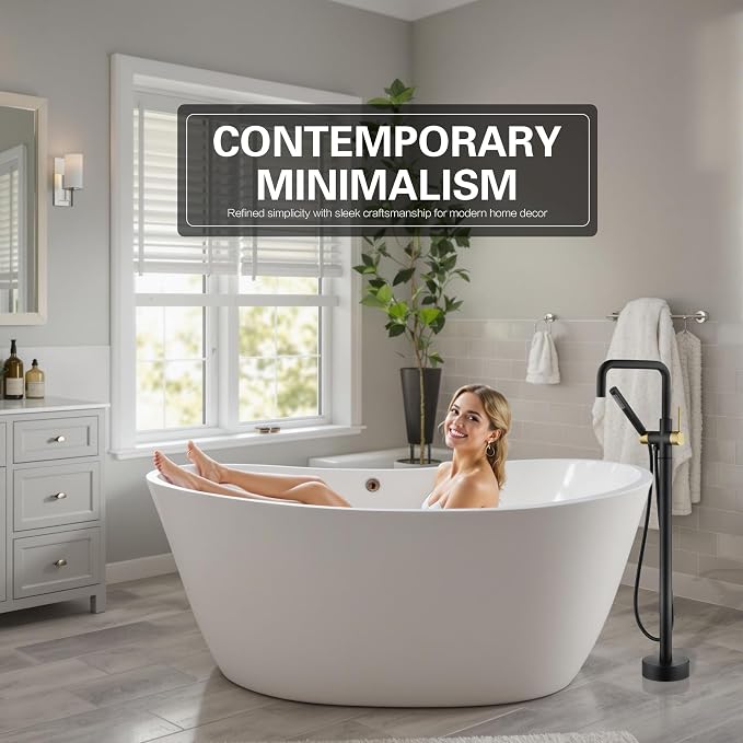sumerain Free Standing Tub Faucet Floor Mount Tub Filler - Image 2