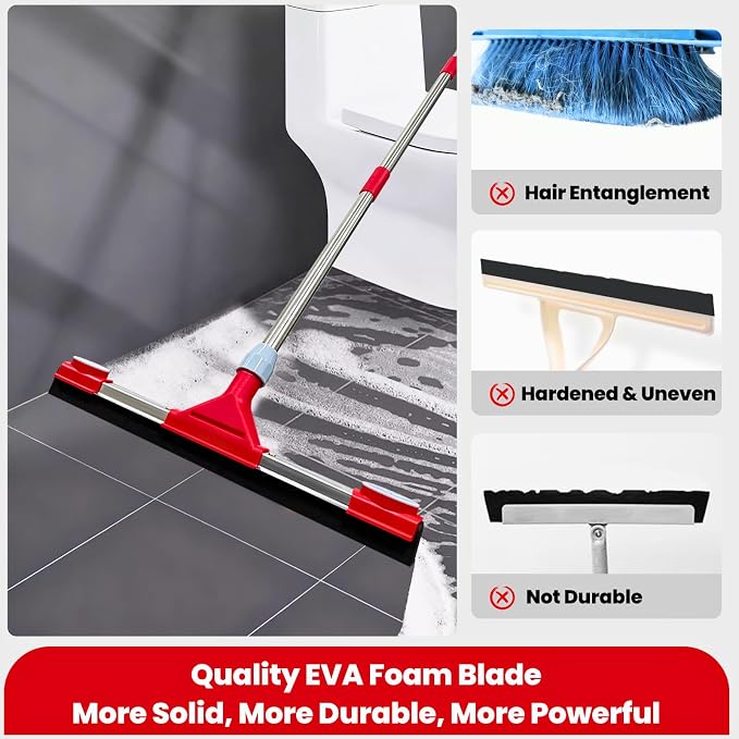 Heavy Duty Floor Squeegee for Concrete Floor – 17.3” EVA Foam Blade - Image 3